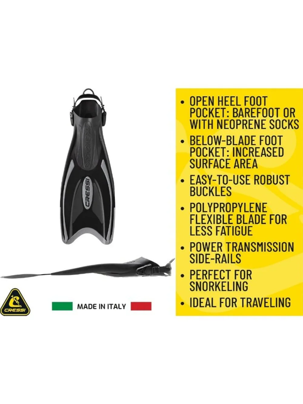 Adjustable Open Heel Snorkeling Fins for Adults - Lightweight Travel Swim Gear
